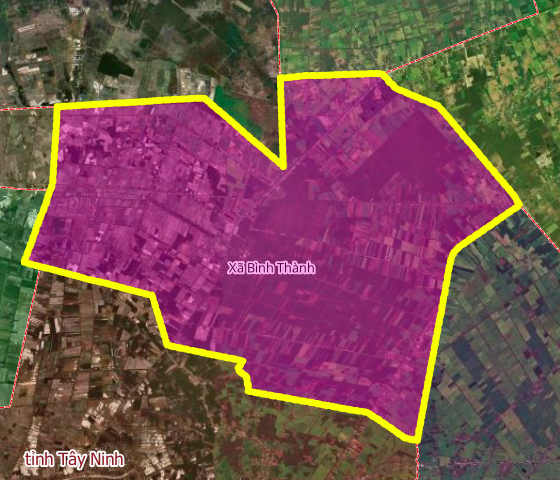 แผนที่แสดงตำแหน่งทางภูมิศาสตร์ของตำบลบิ่ญถัน จังหวัดลองอัน