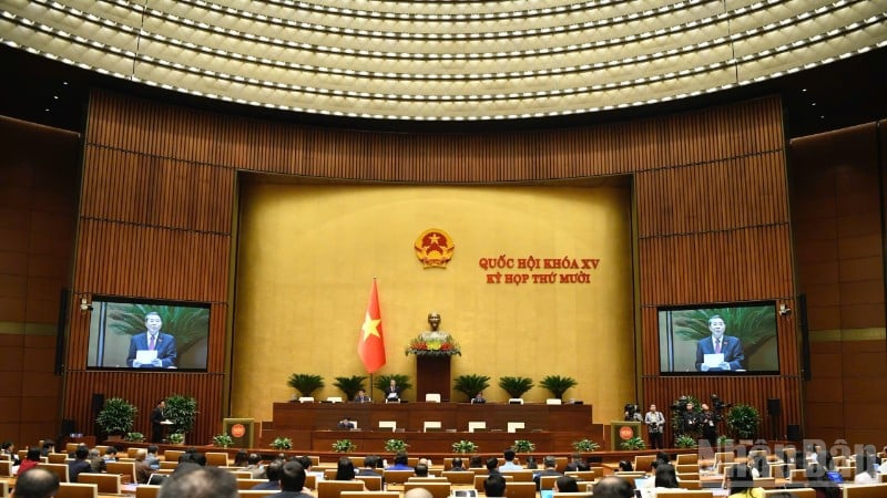 Scene fra nasjonalforsamlingens møte morgenen 8. desember. (Foto: DUY LINH)