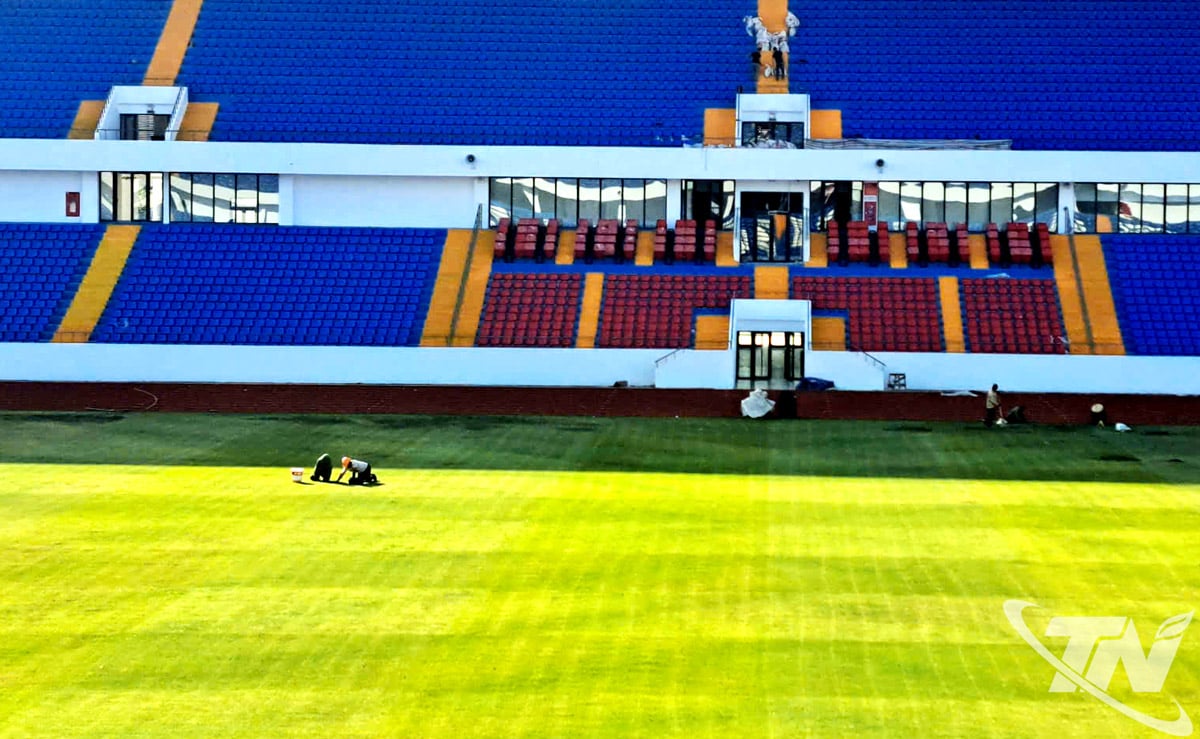 ສະຫນາມກິລາ turf ໄດ້ຖືກຮັກສາໄວ້ໄດ້ດີ.