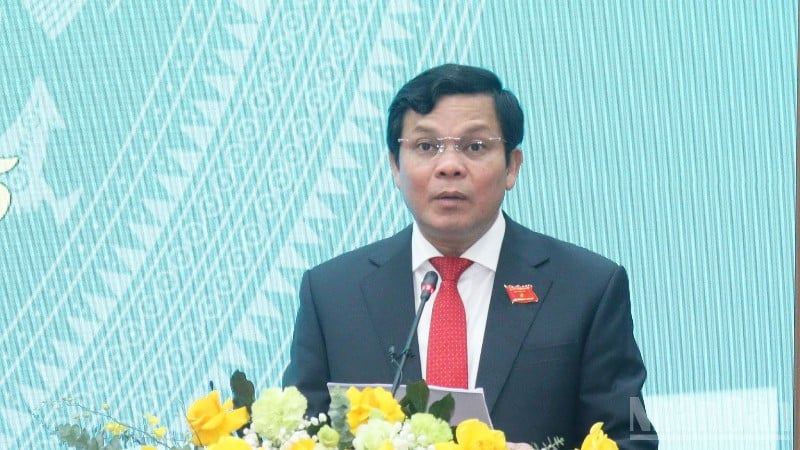 Kamerat Nguyen Duc Tuy, visesekretær i den provinsielle partikomiteen og leder av folkerådet i Quang Ngai-provinsen, holdt åpningstalen på møtet.