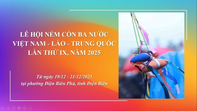 Grenscultuur komt samen in Dien Bien: kleuren van het 9e Three-Number Con Throwing Festival - Foto 1. Di sản vùng biên hội tụ tại Điện Biên: Sắc màu Lễ hội Ném còn 3 nước lần thứ IX - Ảnh 1.