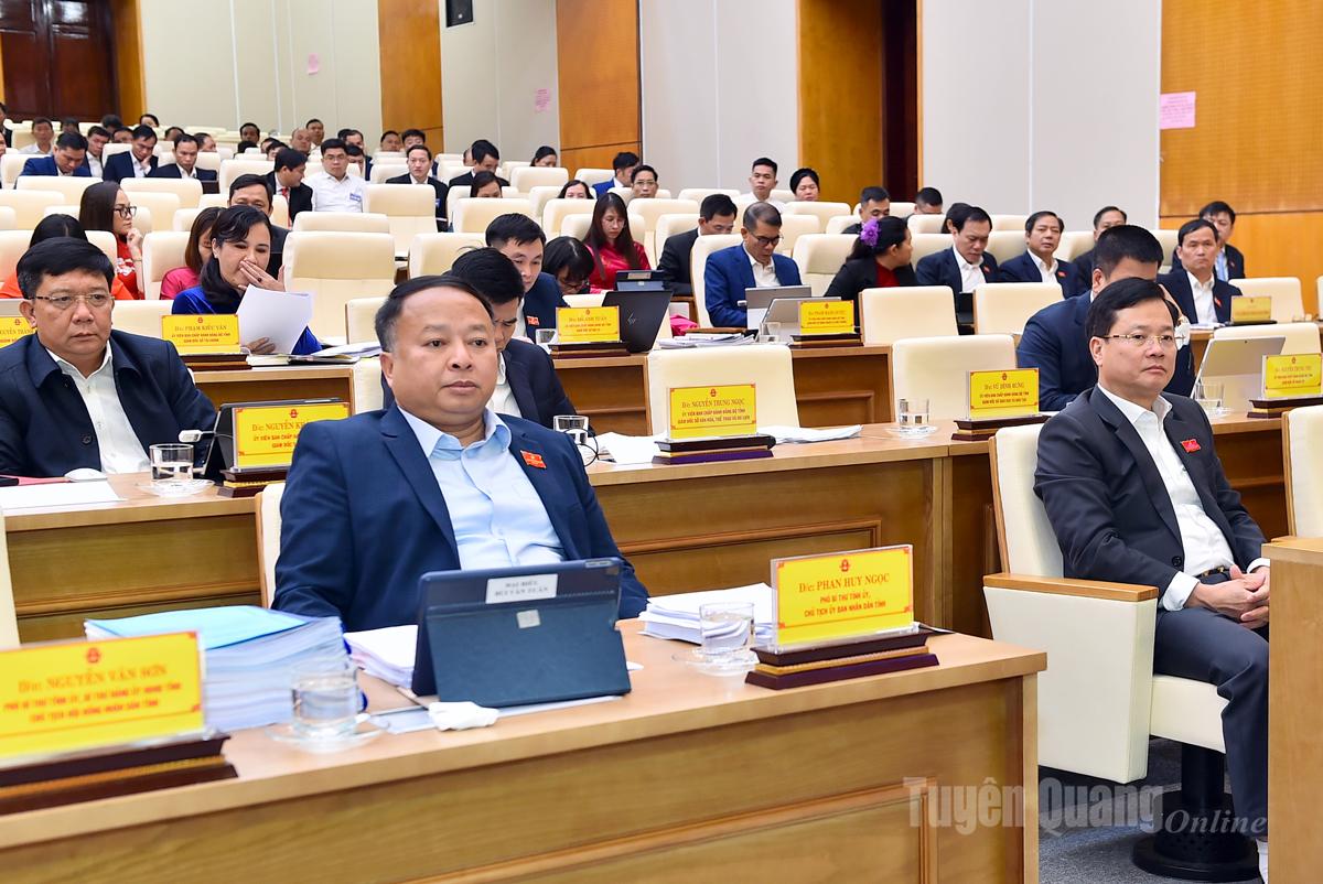 Товарищ Фан Хюй Нгок, председатель провинциального народного комитета, и делегаты, присутствовавшие на встрече.