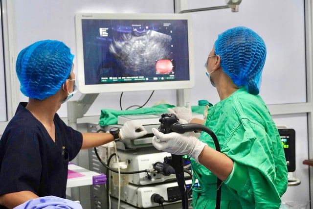 Cứu nam thanh niên bị nang giả tụy 'khủng' bằng nội soi siêu âm đặt stent LAMS - Ảnh 1.