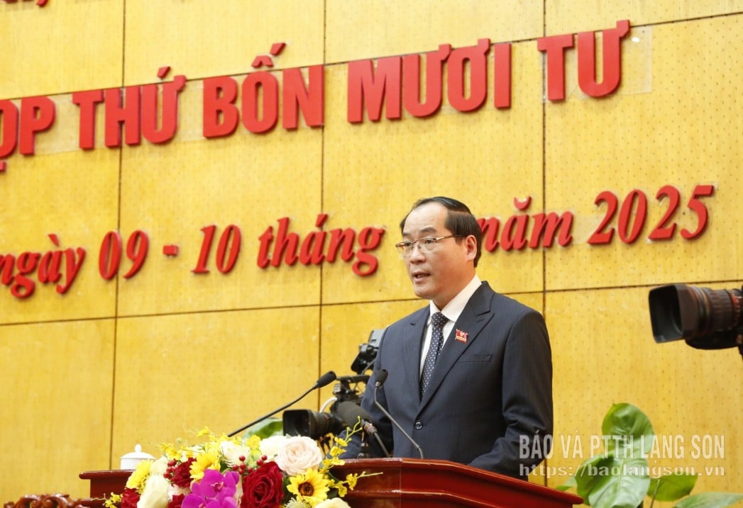 Товариш Дуонг Сюань Хуєн, член Постійного комітету Провінційного партійного комітету та постійний заступник голови Провінційної народної ради, представив звіт Постійного комітету Провінційної народної ради.