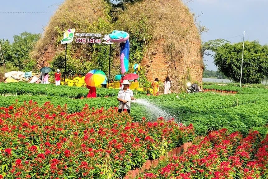 Làng Văn hóa hoa kiểng Chợ Lách hút khách. Ảnh: Minh Đảm.