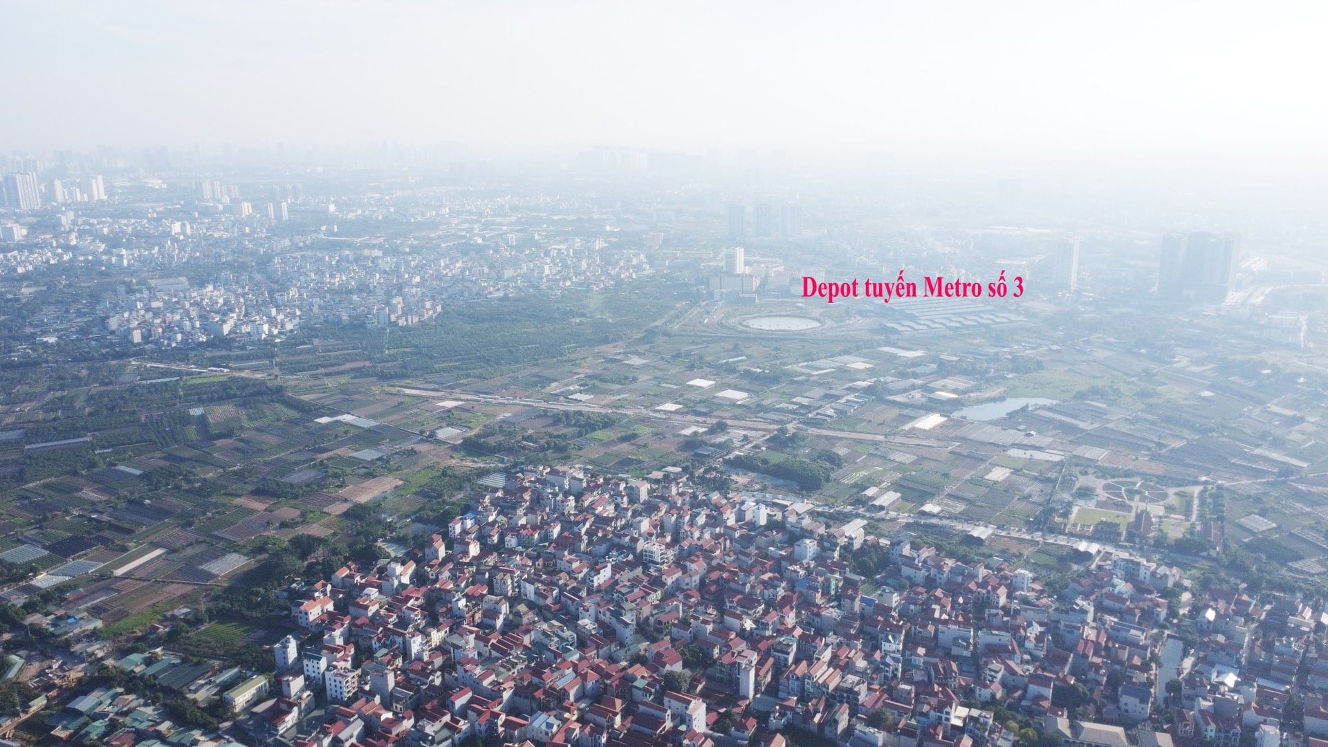 Điểm cuối dự án gần Depot Nhổn, chưa kết nối vào Vành đai 3,5.