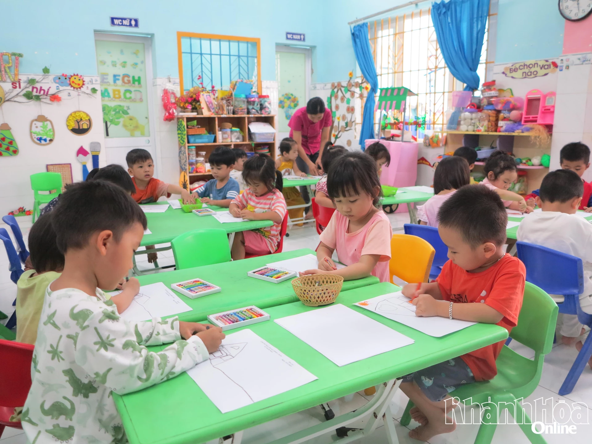 Giờ học của trẻ tại Trường Mầm non Vĩnh Thọ (phường Bắc Nha Trang).