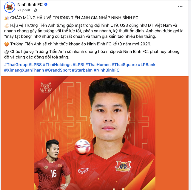 Cong Viettel-teamet underlättade Tien Anhs flytt till Ninh Binh- Thể Công Viettel tạo điều kiện cho Tiến Anh gia nhập 'dải ngân hà' Ninh Bình - Ảnh 2.