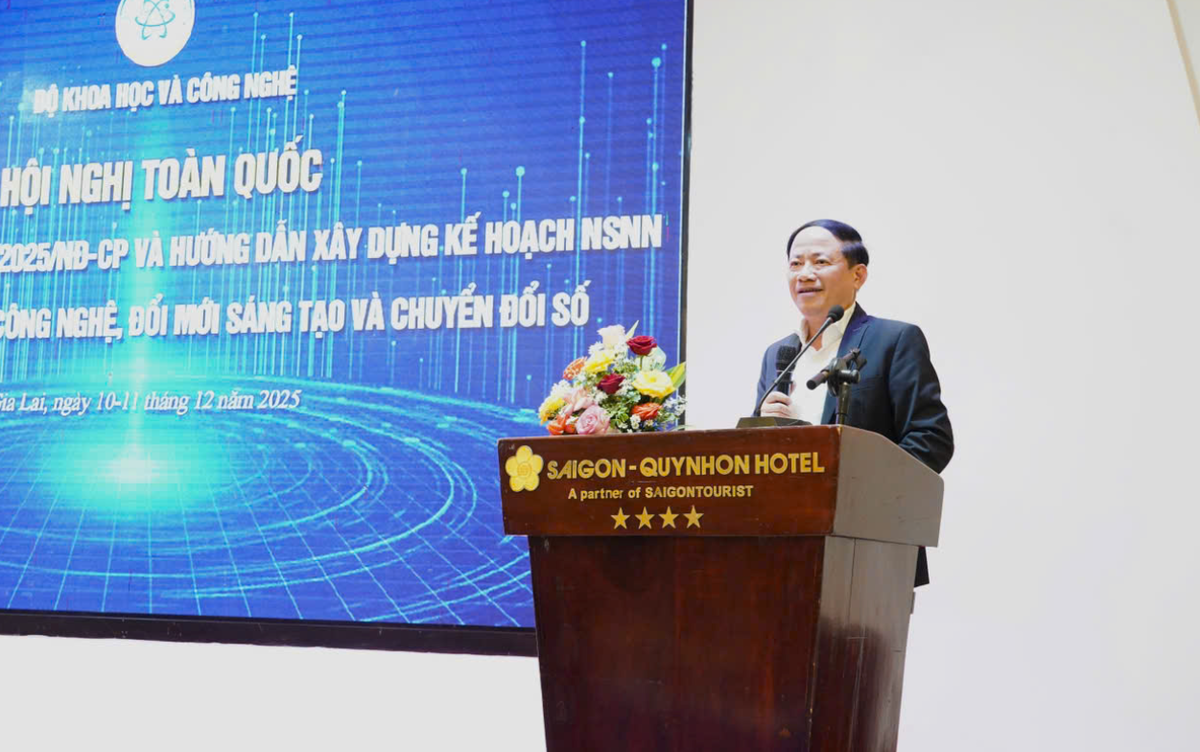 Președintele Comitetului Popular Provincial Gia Lai, Pham Anh Tuan, a ținut un discurs la conferință.
