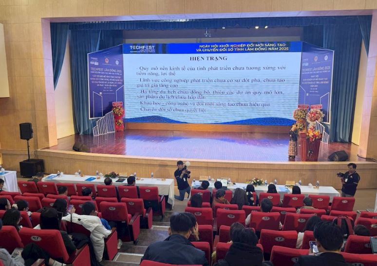 Місце конференції. Фото: газета Lam Dong. Quang cảnh hội nghị. Ảnh: Báo Lâm Đồng.