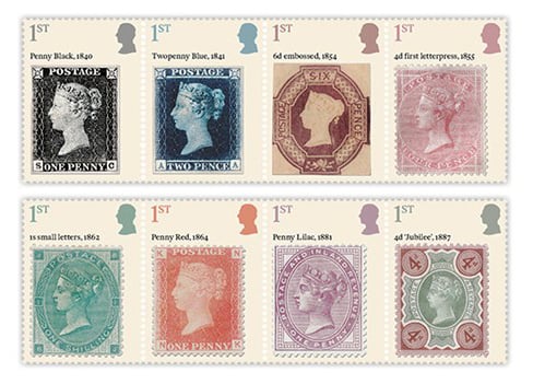 英国王立郵便局はビクトリア女王を描いた切手セットを発行した。