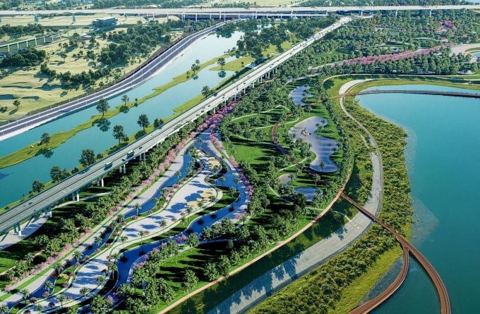 Rencana yang diusulkan untuk jalan raya indah Red River mengikuti rute di luar tanggul, meminimalkan pengadaan lahan.