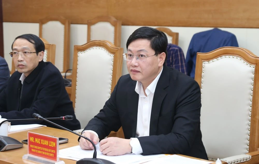 Mai Xuan Liem, den faste nestlederen i den provinsielle folkekomiteen, mottok og samarbeidet med delegasjonen fra AsterAuto Vietnam Company.