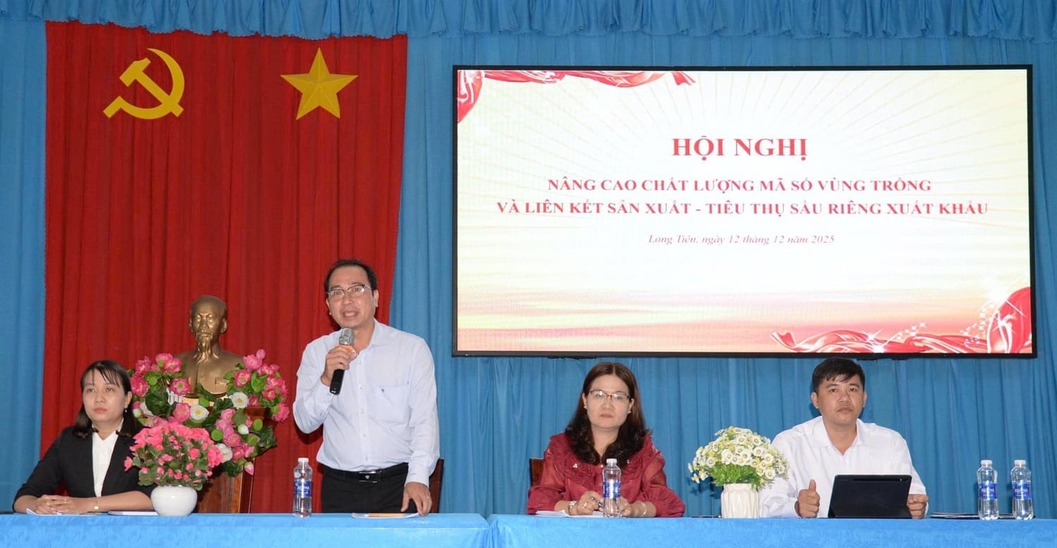 Hội nghị nhằm chia sẻ giải pháp sản xuất sầu riêng đạt chuẩn xuất khẩu. Ảnh: Minh Đảm.