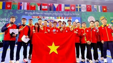 ທີມວູຊູຫວຽດນາມຄວ້າໄດ້ 2 ຫຼຽນຄຳລະດັບໂລກ.