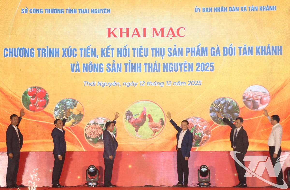 Delegaterna invigde programmet för att främja och koppla samman konsumtionen av kycklingprodukter från Tan Khanh-berget och jordbruksprodukter i Thai Nguyen-provinsen år 2025.
