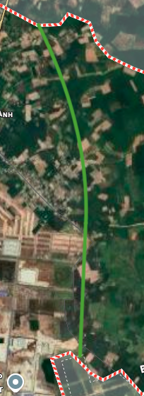 Satelitní mapa trasy rychlostní silnice Thu Dau Mot – Chon Thanh – Hoa Lu procházející oddělením Chon Thanh.