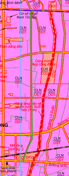 Peta menunjukkan laluan yang dirancang selari dengan Lebuhraya Kebangsaan 13 di wad Chơn Thành.