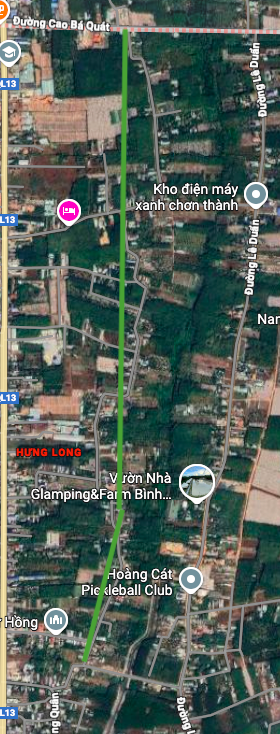 Gambarajah terperinci laluan selari ke Lebuhraya Kebangsaan 13 pada peta satelit.