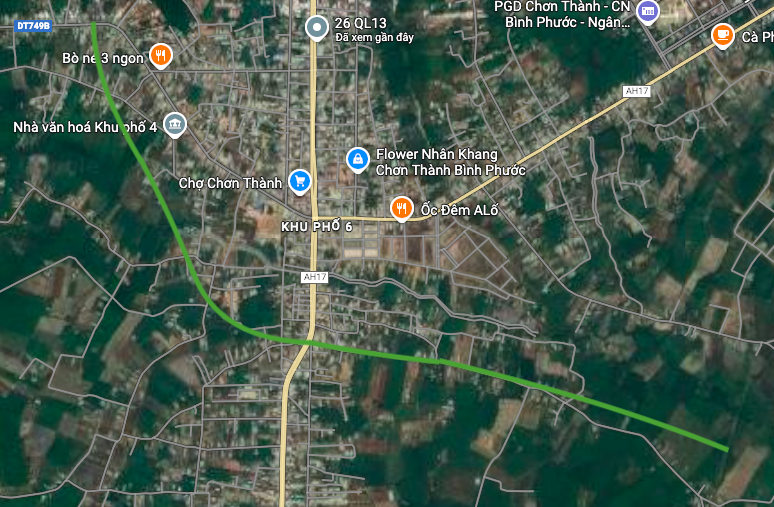 Peta laluan terperinci Phu Rieng Do pada peta satelit.