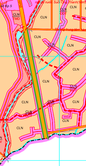 Térkép, amely a 13-as főúttól nyugatra, Bau Banghoz csatlakozó tervezett útvonalat mutatja.