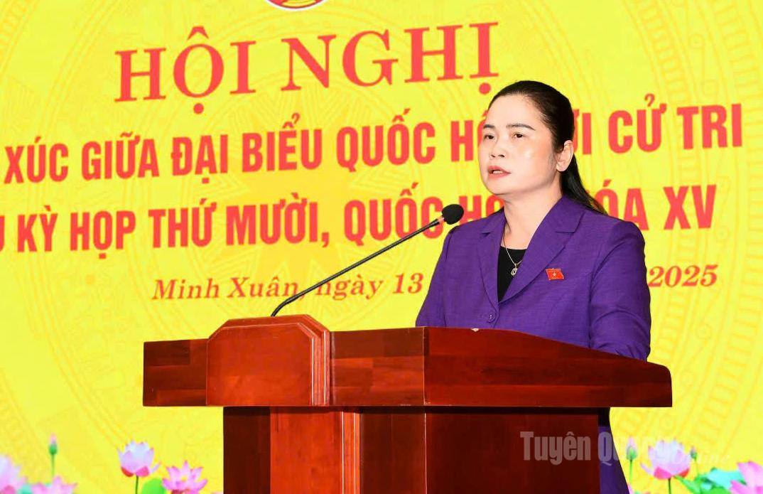 省国会常任代表団副団長のマ・ティ・トゥイ同志が、第15期国会第10回会議の結果を有権者に報告した。