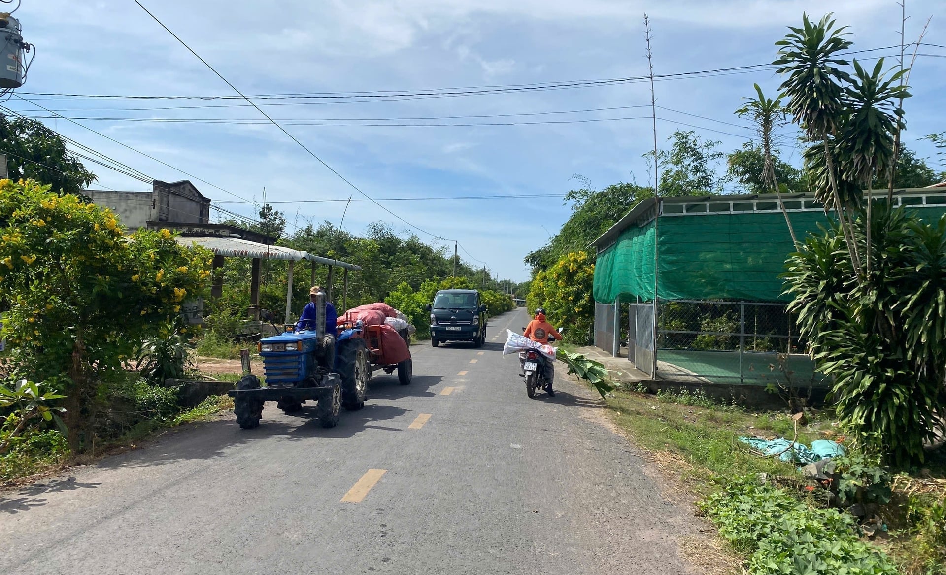 Venkovská krajina obce Loc Ninh se díky racionální transformaci struktury plodin stále více zlepšuje. Foto: Tran Trung. Diện mạo nông thôn xã Lộc Ninh ngày càng khởi sắc từ chuyển đổi cơ cấu cây trồng hợp lý. Ảnh: Trần Trung.