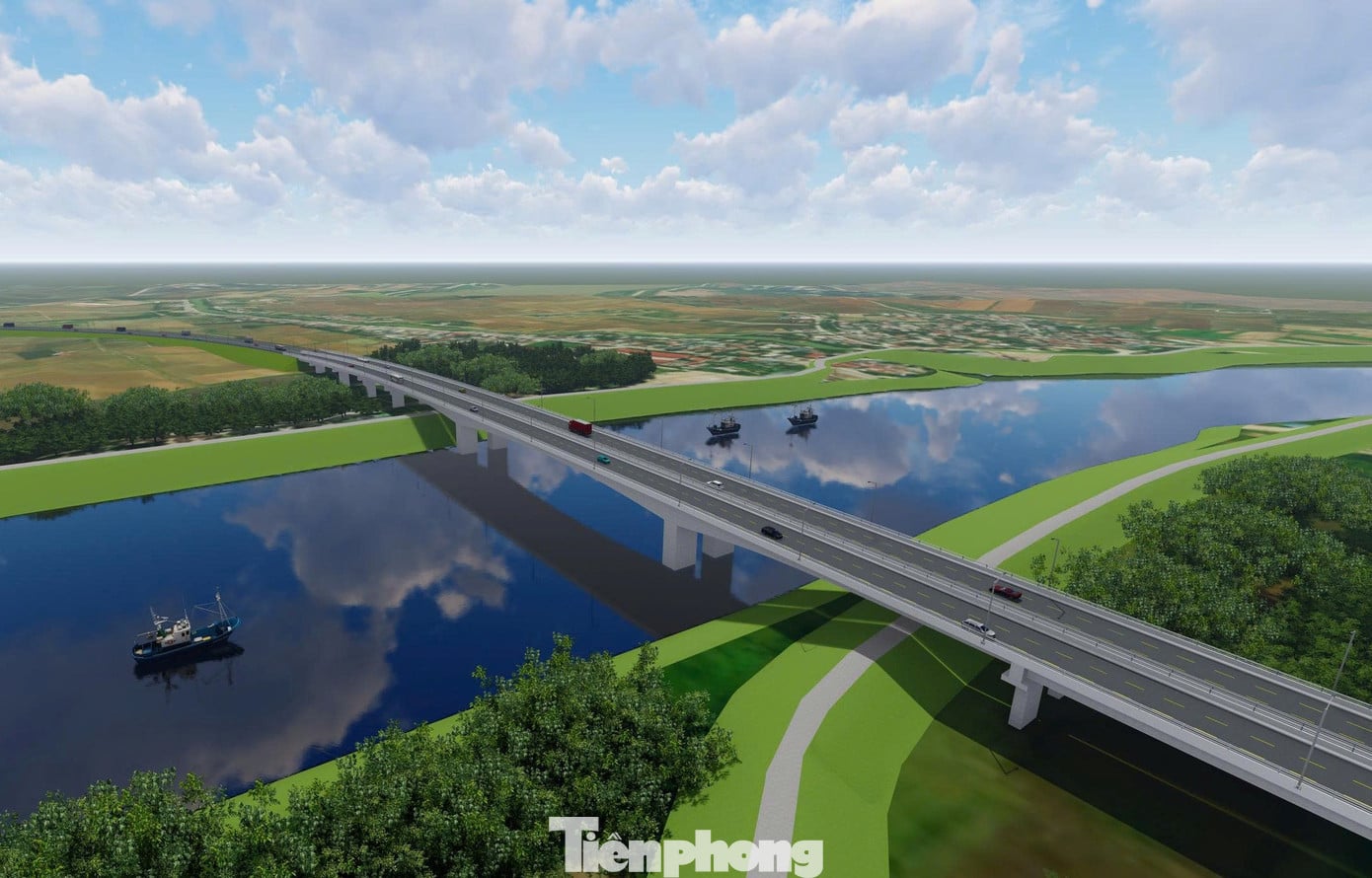 Perspectiefaanzicht van de weg van Thai Binh naar Pho Hien