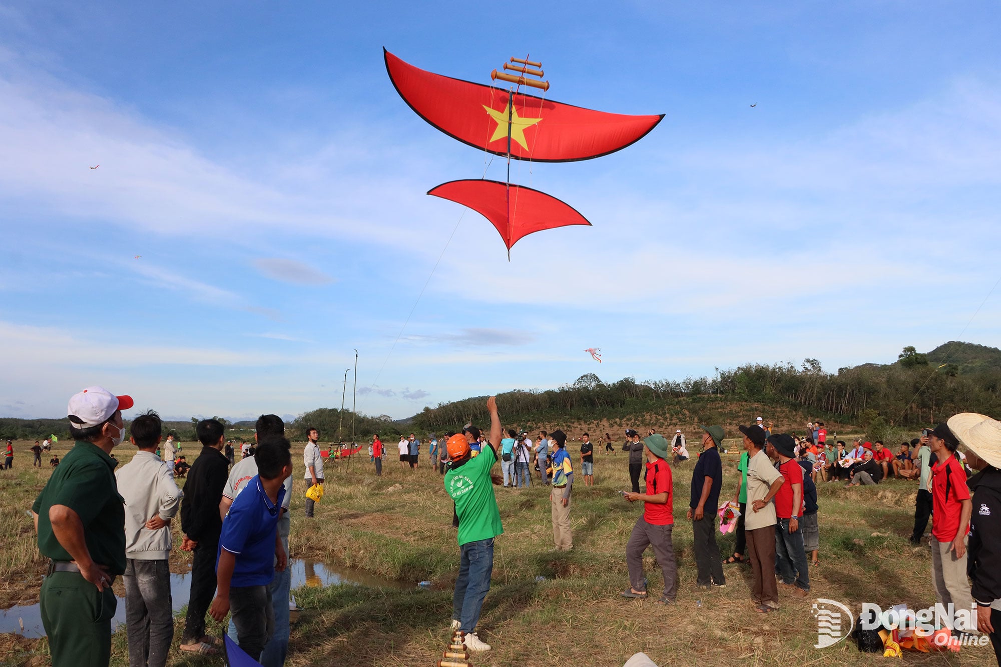 凧揚げ大会には多くのチームが参加しました。写真：Xuan Tuc 