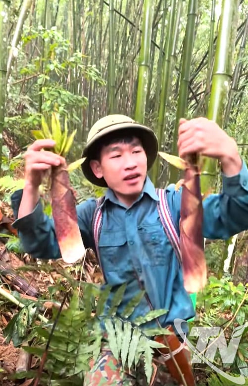 Mr. Hoang Vu (Phong Quang commune) introduces and promotes bamboo shoots on digital platforms.