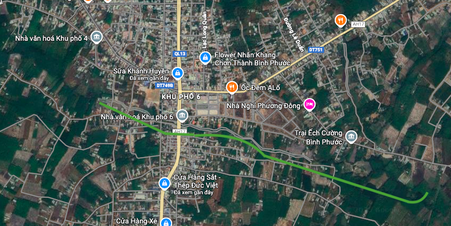 ដ្យាក្រាមទីតាំងនៃផ្លូវប្រសព្វជាមួយផ្លូវជាតិលេខ ១៣ នៅលើផែនទីផ្កាយរណប។