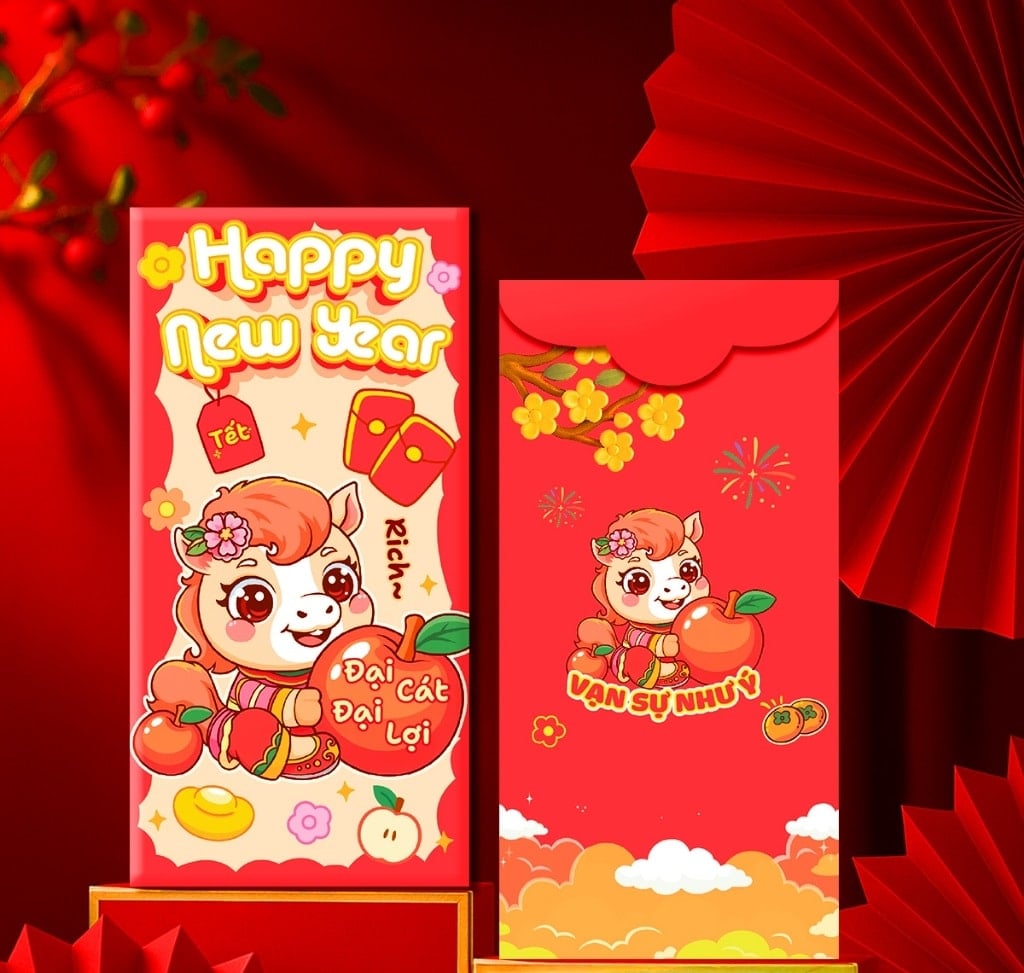 Κόκκινοι φάκελοι για την Σεληνιακή Πρωτοχρονιά σε σχήμα αλόγων, το σύμβολο της Χρονιάς του Αλόγου 2026.