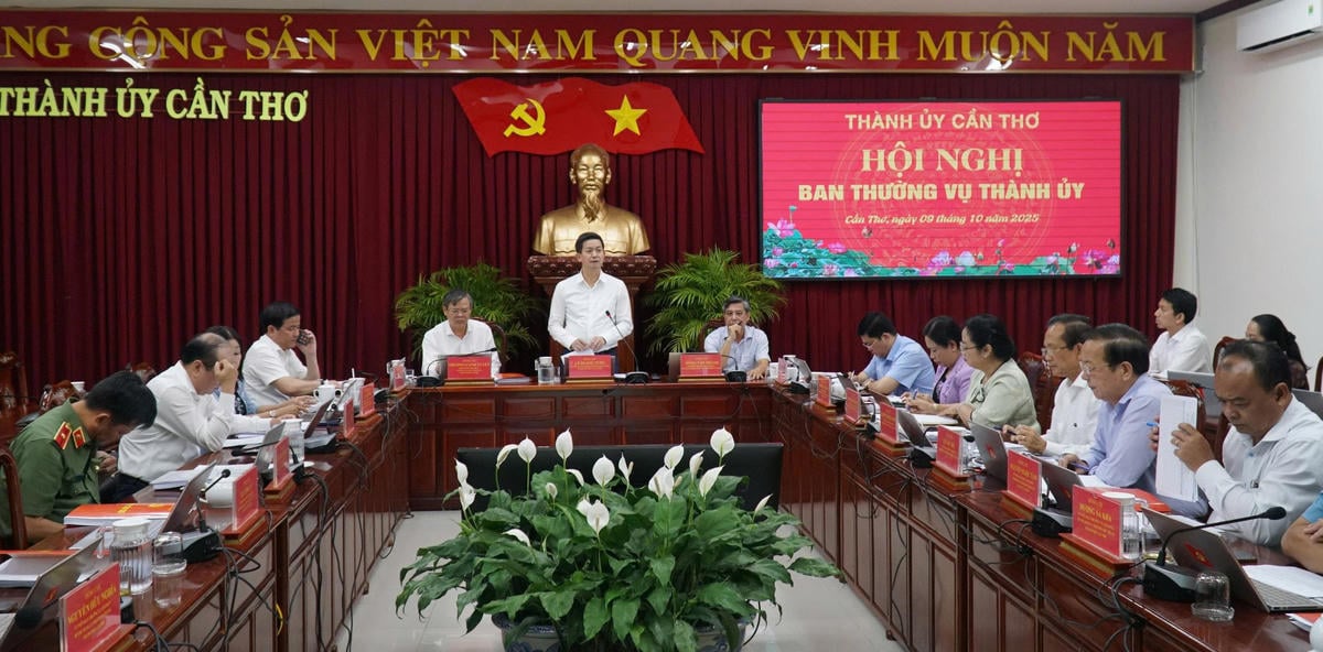 Vedoucí představitelé stranického výboru města Can Tho uspořádali schůzi stálého výboru, aby provedli klíčové úkoly. Foto: ND.