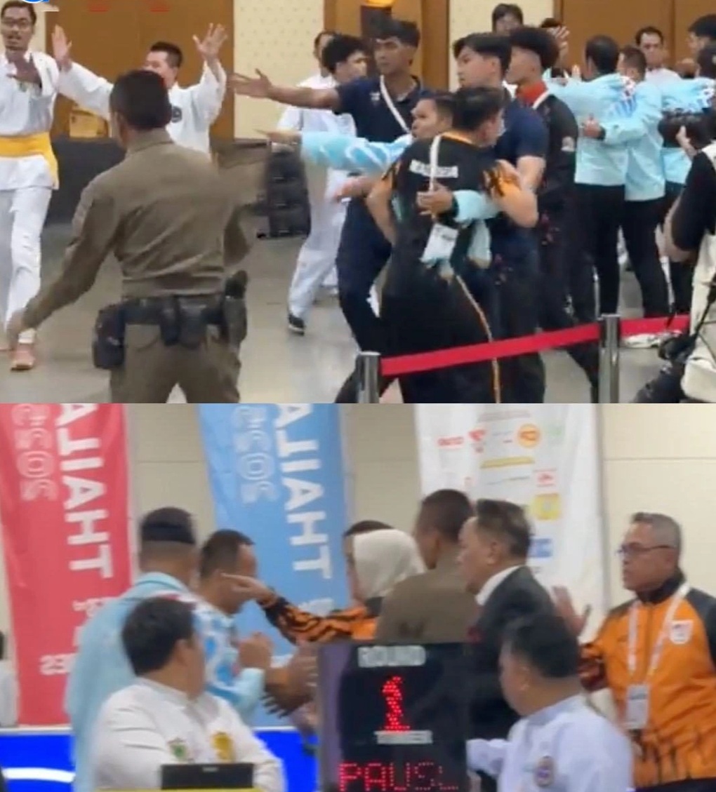 マレーシアのプンチャック・シラットチームは、タイを優遇したとして審判員を追いかけ、攻撃した。