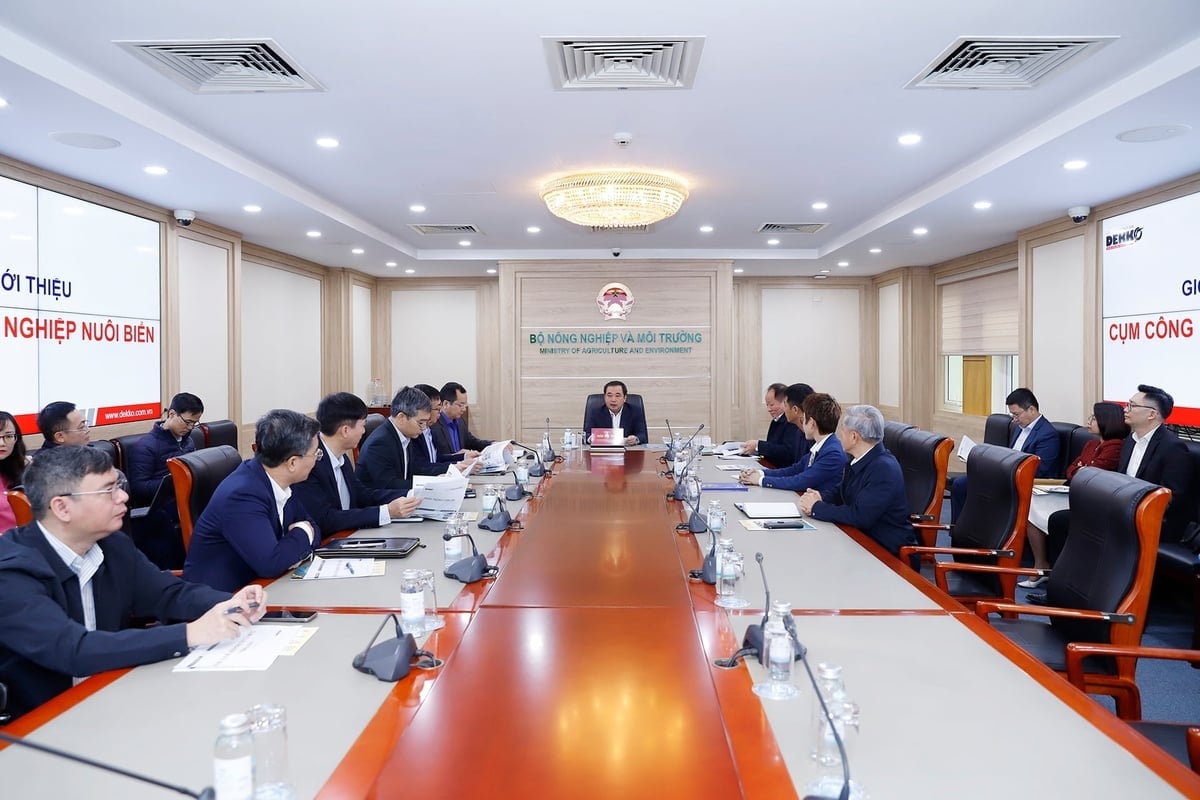 Bộ trưởng Trần Đức Thắng chủ trì cuộc họp với Hiệp hội nuôi biển Việt Nam sáng 16/12. Ảnh: Khương Trung.