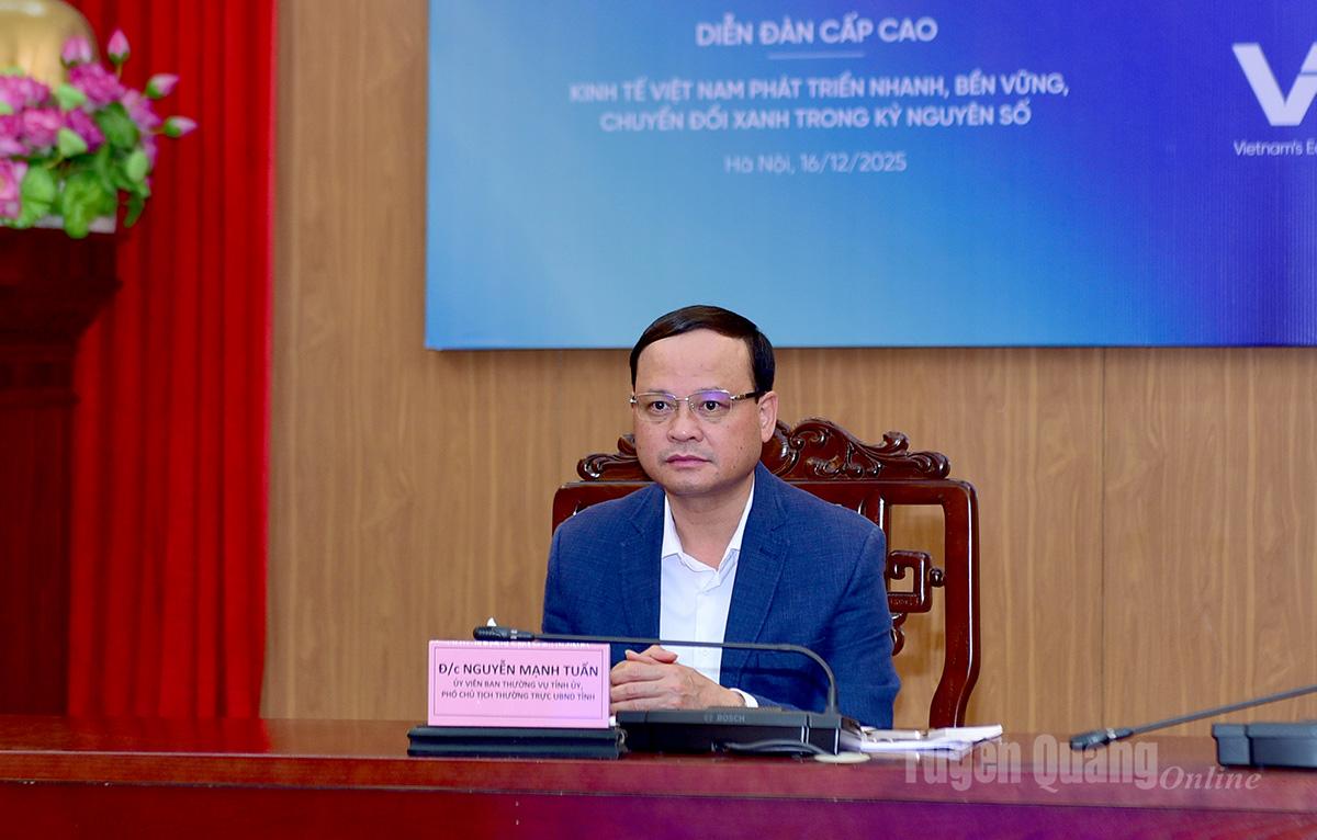 Comrade Nguyen Manh Tuan, Standing Vice Chairman of the Provincial People's Committee, attended and presided over the meeting at the Tuyen Quang provincial location.