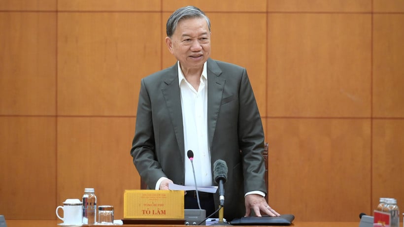 លោក តូ ឡាំ អគ្គលេខាធិការ ថ្លែងនៅក្នុងកិច្ចប្រជុំការងារ។ (រូបថត៖ ដាំង ខៅ)