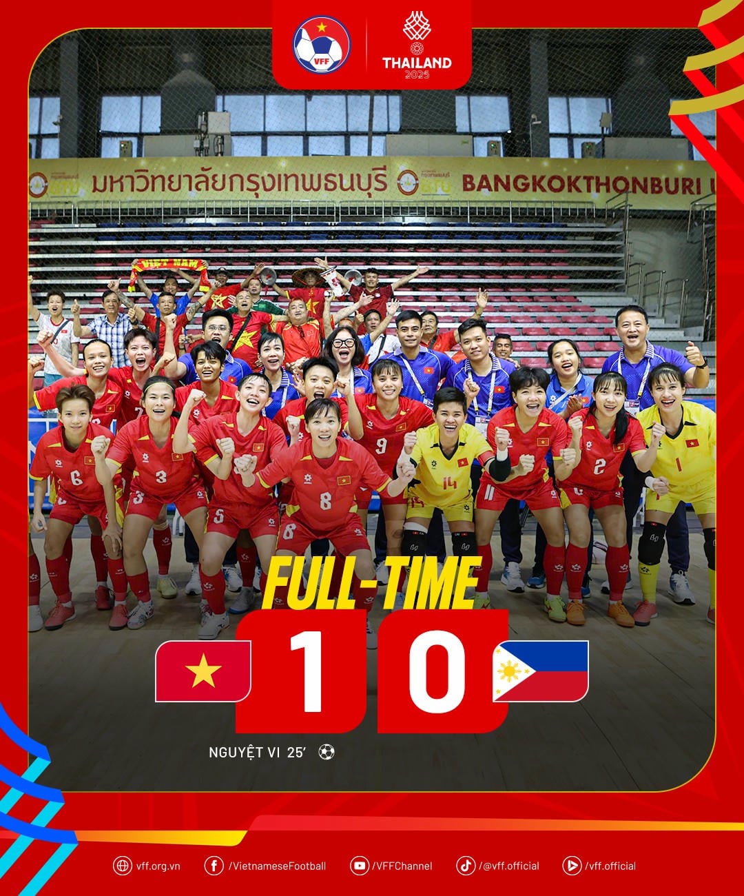 ក្រុមបាល់ទាត់ហ្វូតសាលនារីវៀតណាម ឡើងដល់វគ្គផ្តាច់ព្រ័ត្រ។