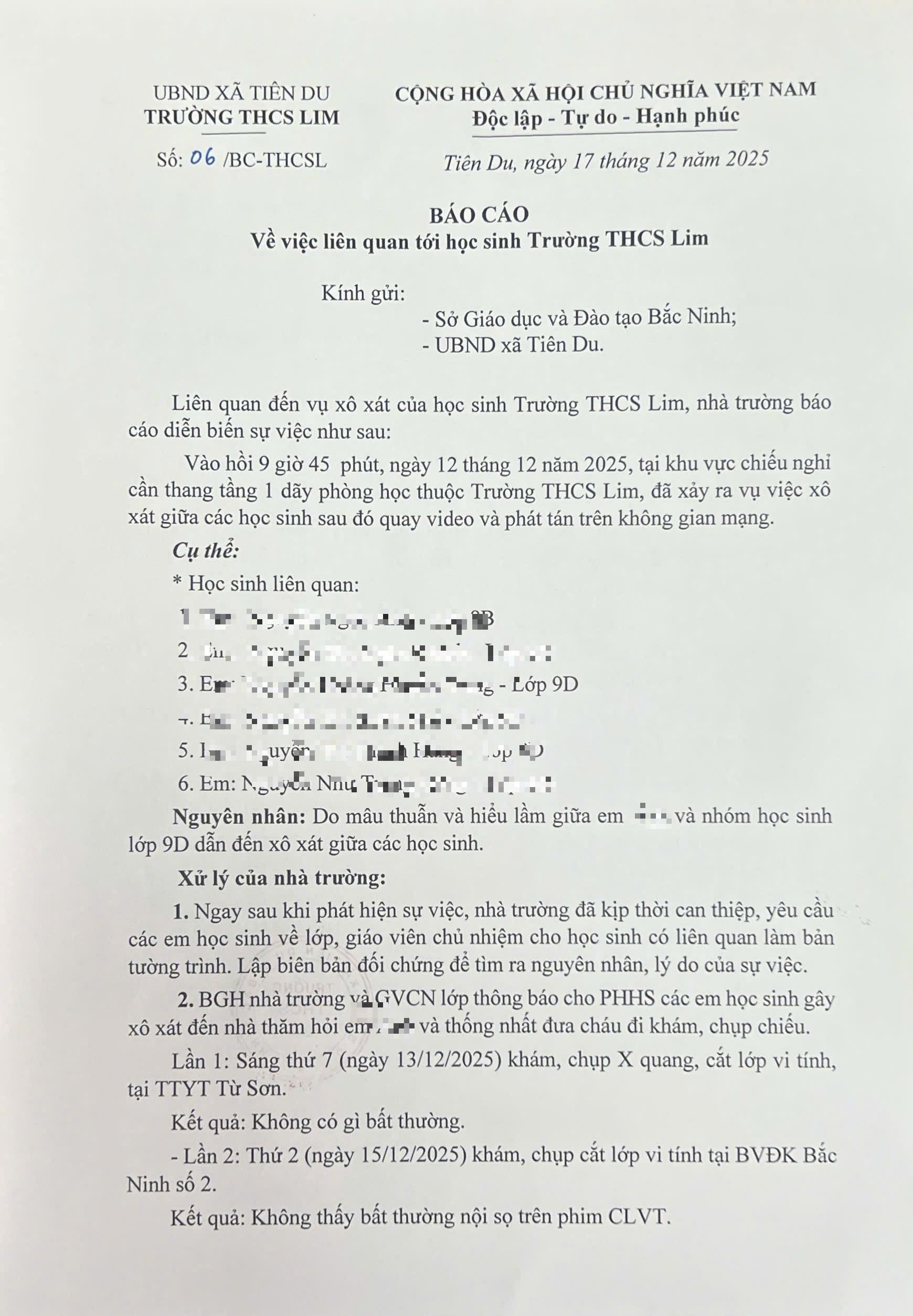 Yêu cầu xử lý nghiêm khắc vụ bạo lực học đường tại trường THCS Lim- Ảnh 1.