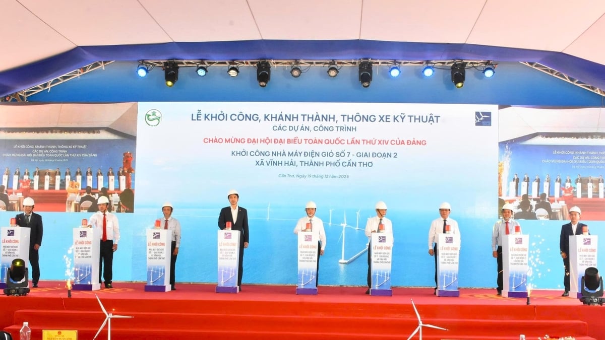 Phát lệnh khởi công Dự án Nhà máy điện gió số 7 - giai đoạn 2 tại xã Vĩnh Hải (TP. Cần Thơ). Ảnh: Kim Anh.