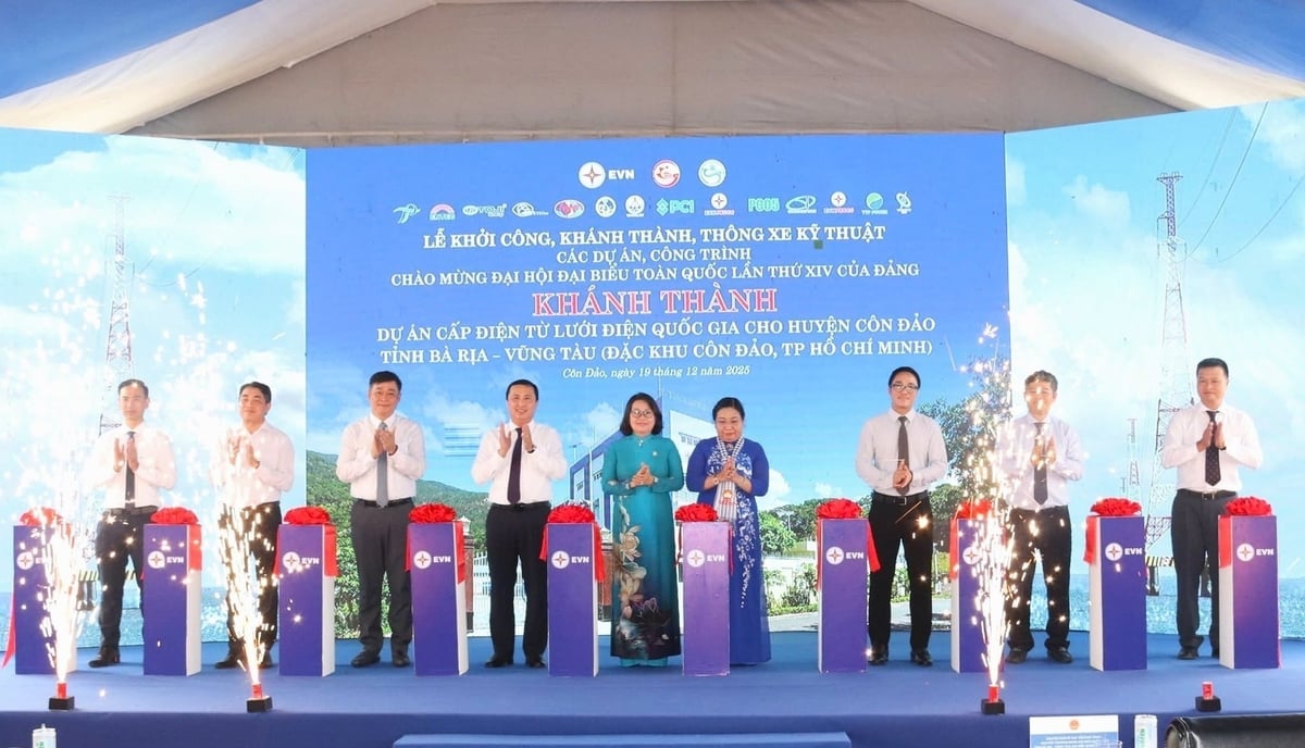 Lễ khánh thành Dự án cấp điện lưới quốc gia cho Đặc khu Côn Đảo. Ảnh: PC1.
