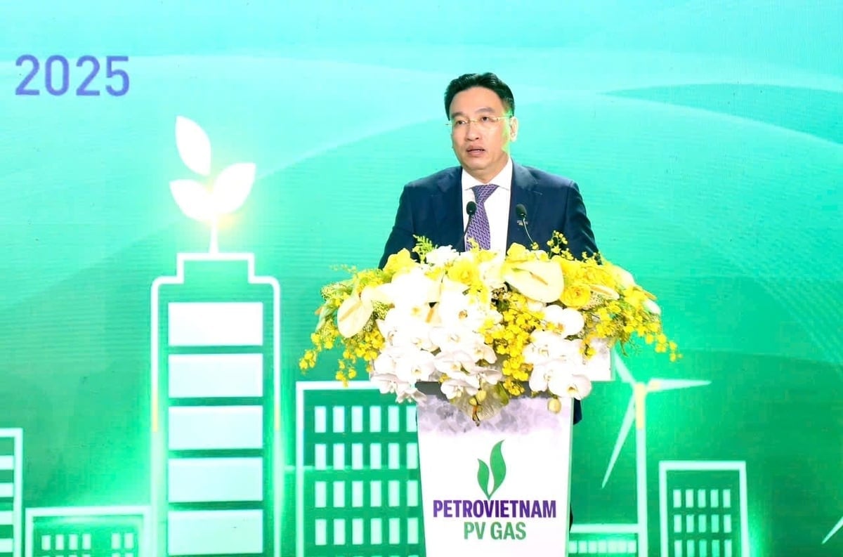 Ông Nguyễn Thanh Bình - Bí thư Đảng ủy, Chủ tịch HĐQT PV GAS phát biểu tại Hội nghị. Ảnh: PV GAS.