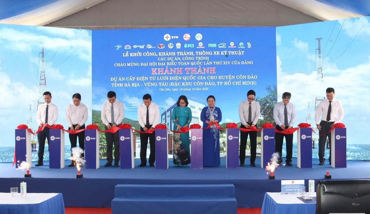 Khánh thành Dự án cấp điện từ điện lưới Quốc gia cho huyện Côn Đảo tại đặc khu Côn Đảo. Ảnh: EVN.