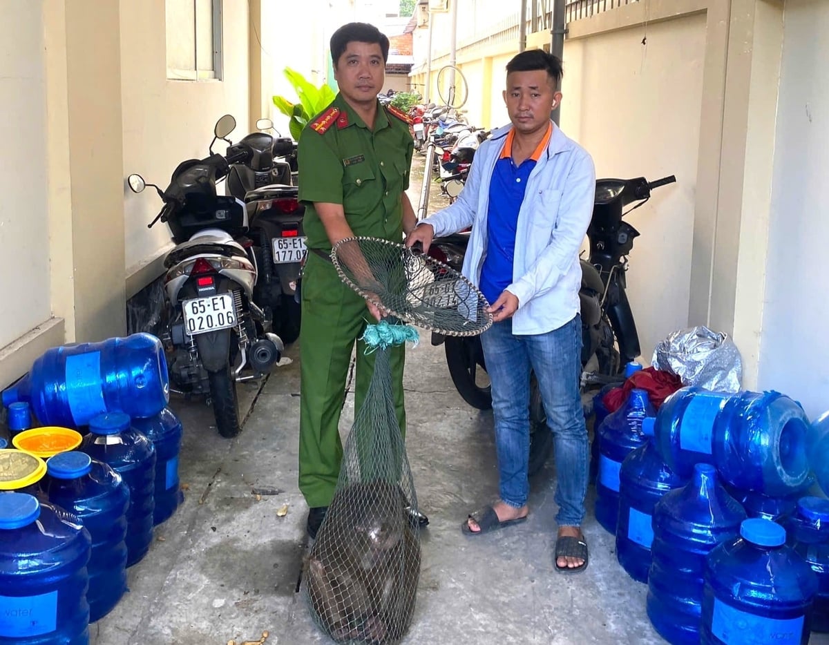Người dân giao nộp cá thể động vật hoang dã. Ảnh: Ngành chức năng cung cấp.