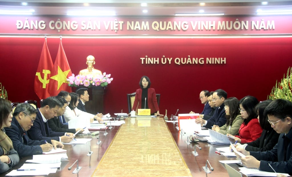 Comrade Trinh Thi Minh Thanh, Standing Deputy Secretary of the Provincial Party Committee, Chairwoman of the Provincial People's Council, Secretary of the Party Committee of Provincial Party Agencies, chaired the meeting.