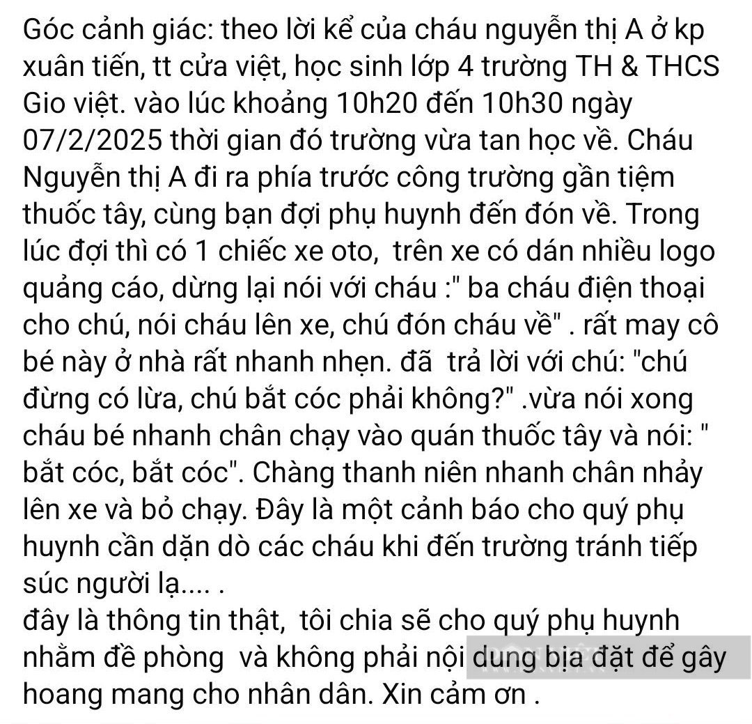 Sự thật thông tin học sinh bị dàn cảnh để bắt cóc ở Quảng Trị- Ảnh 1.