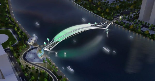 Construction of the pedestrian bridge across the Saigon River began on March 29.