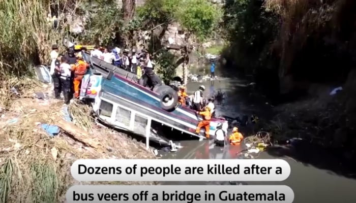 At least 50 dead in Guatemala after bus plunges off bridge