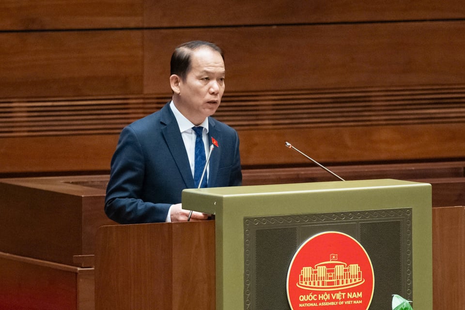 Le président de la Commission des lois de l'Assemblée nationale, Hoang Thanh Tung, présente le rapport d'inspection. - Photo : Media.quochoi.vn