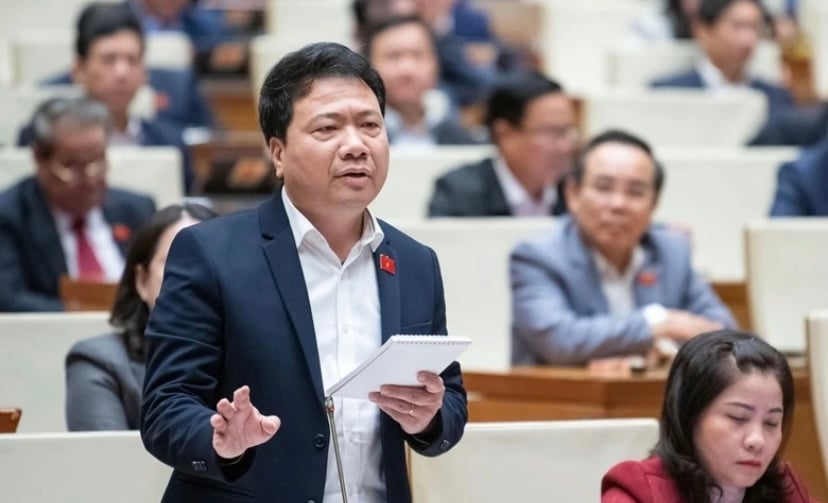 Le vice-président de la Commission des lois de l'Assemblée nationale, Ngo Trung Thanh, discute dans la salle